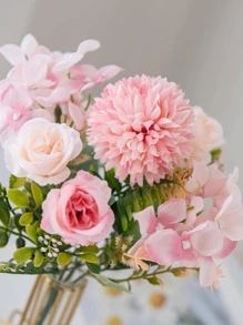 1/3 Stück Künstliche Blumen Seide Teerosen Strauß Chrysanthemen Kunststoffpflanzen Brautstrauß Valentinstag Künstliche Pflanzen Hochzeitsdekoration DIY-Kranz Material, Braut Handgelenksblumendekoration, Auto-Hochzeitsdekoration, Türbogen-Dekoration, Zuhause, Esszimmer, Schlafzimmer, Vasendekoration, Geburtstagsfeier-Dekorationsmaterial Neujahrgeschenke, Valentinstag, Abschlussgeschenk, Herbstdekoration - Pink - Übersicht 3