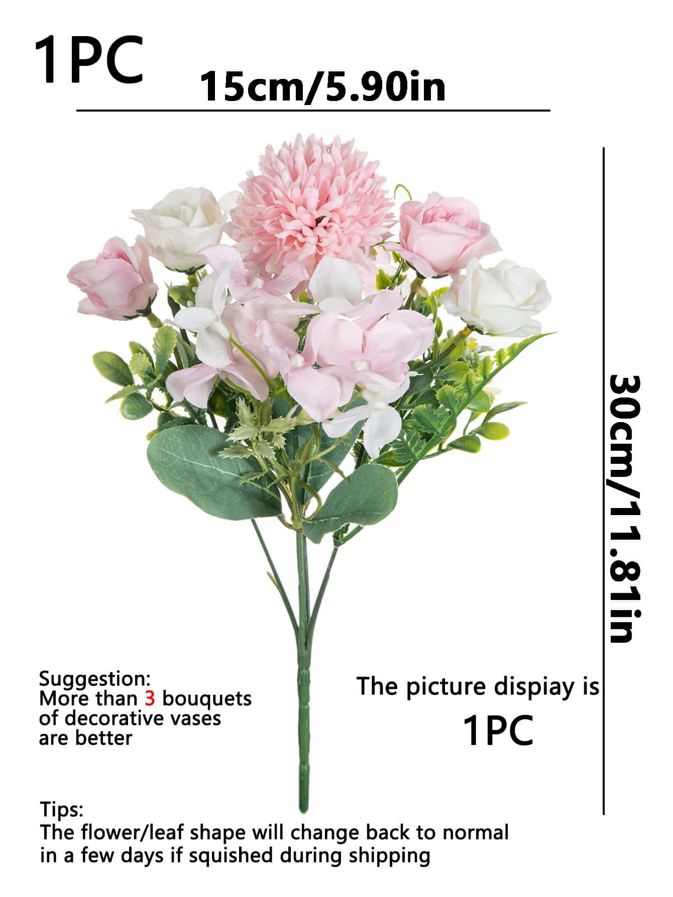 1/3PCS Artificial Flowers Silk Tea Roses Bouquet Chrysanthemum Plastics