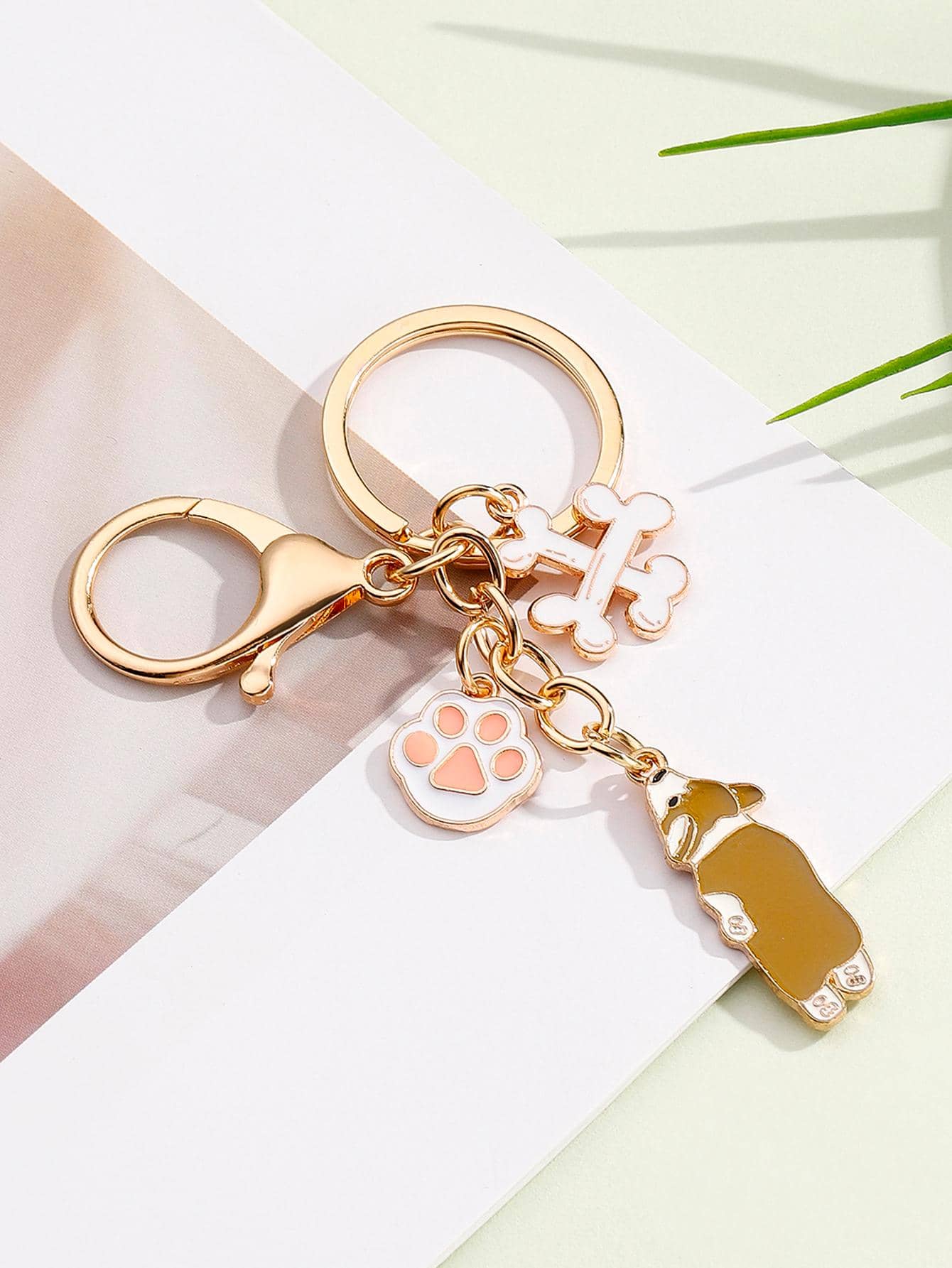 1 móc khóa dễ thương dành cho nữ Paw & Dog Charm, để làm quà tặng - Nhiều màu - Xem 1