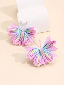 2入組女士蝴蝶裝飾時尚鱷魚髮夾適用於裝飾用品 - 彩色 - 查看 1