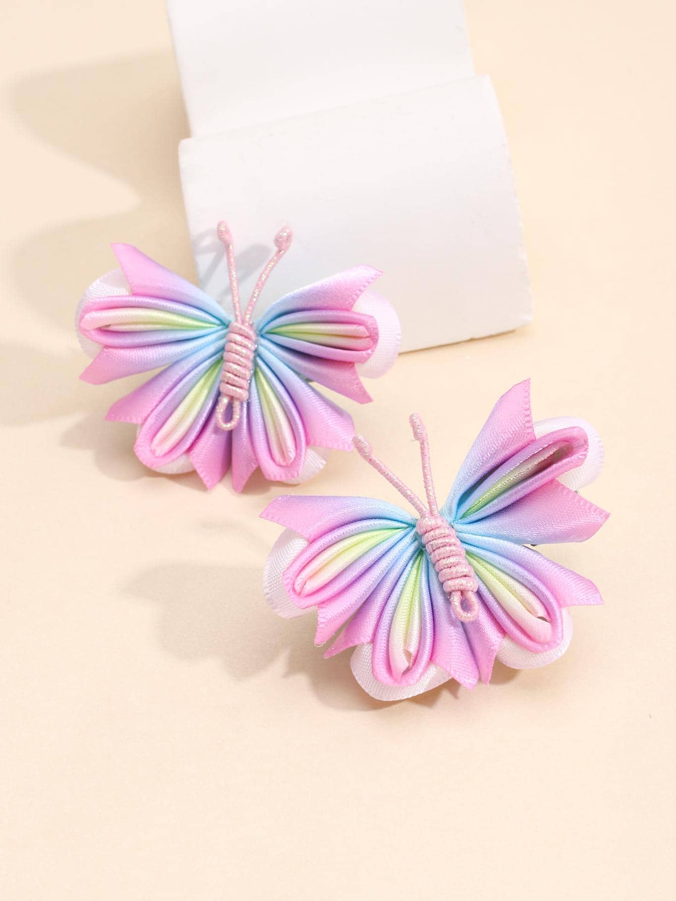 2入組女士蝴蝶裝飾時尚鱷魚髮夾適用於裝飾用品 - 彩色 - 查看 1