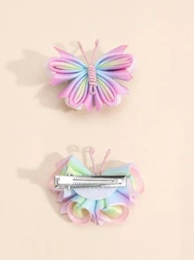 2入組女士蝴蝶裝飾時尚鱷魚髮夾適用於裝飾用品 - 彩色 - 查看 4
