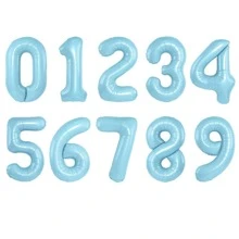 1pc 90cm/35.4 In Large Size Light Purple, 32" Pink, Blue And White Aluminum Foil Number Balloons, Birthday Party Decor US Themed Number Balloons For Birthday Party Decoration - Baby Blue - View 2
