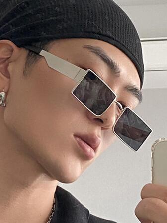 Men Square Frame Casual Fashion Glasses, For Summer Street Shades Accessories Beach Accessories Glasses Shades For Summer Beach Vacation,Outdoor,Travel