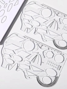 1pc Solid Color Ruler Set, Simple Multi-Purpose Ruler For Student, Office, Measuring,Rulers - Multicolor - View 5