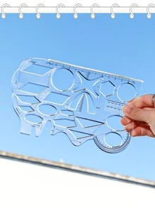 1pc Solid Color Ruler Set, Simple Multi-Purpose Ruler For Student, Office, Measuring,Rulers - Multicolor - View 6