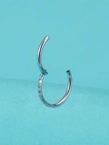 1入組時尚方晶鋯石裝飾圓耳環適合女士日常裝飾 - 銀色 - 查看 3