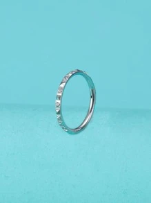 1入組時尚方晶鋯石裝飾圓耳環適合女士日常裝飾 - 銀色 - 查看 2