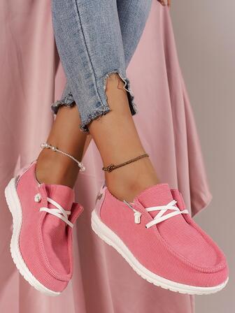 運動一脚蹬適用於女士迷彩圖案前綁帶戶外運動鞋