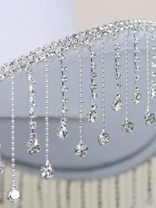 1入組女式水鑽流蘇牛仔軟呢帽，適合派對 - 白色 - 查看 6