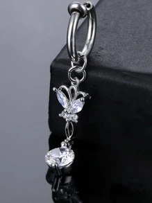 1pc Butterfly Decor Belly Ring - Silver - View 1