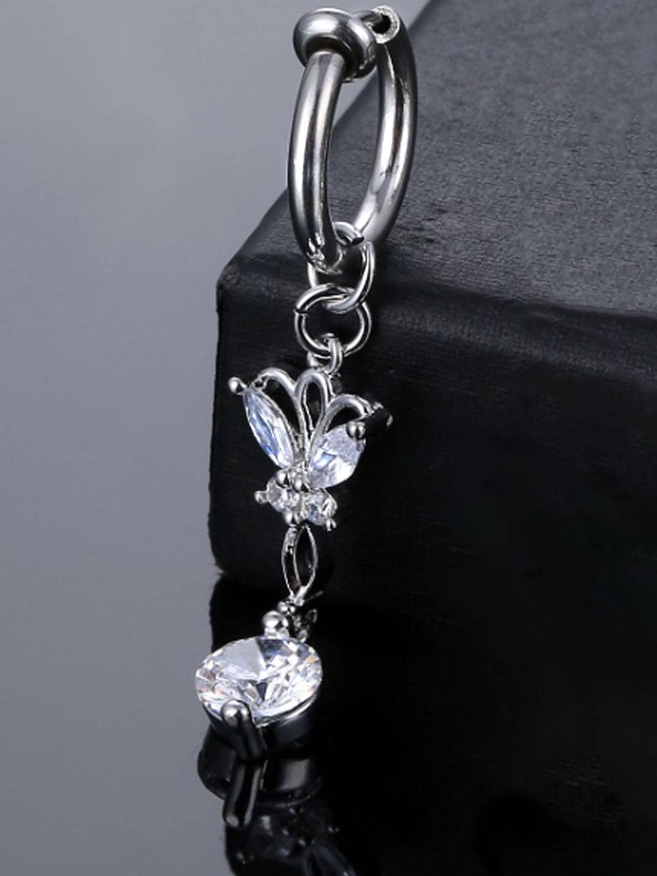 1pc Butterfly Decor Belly Ring - Silver - View 1