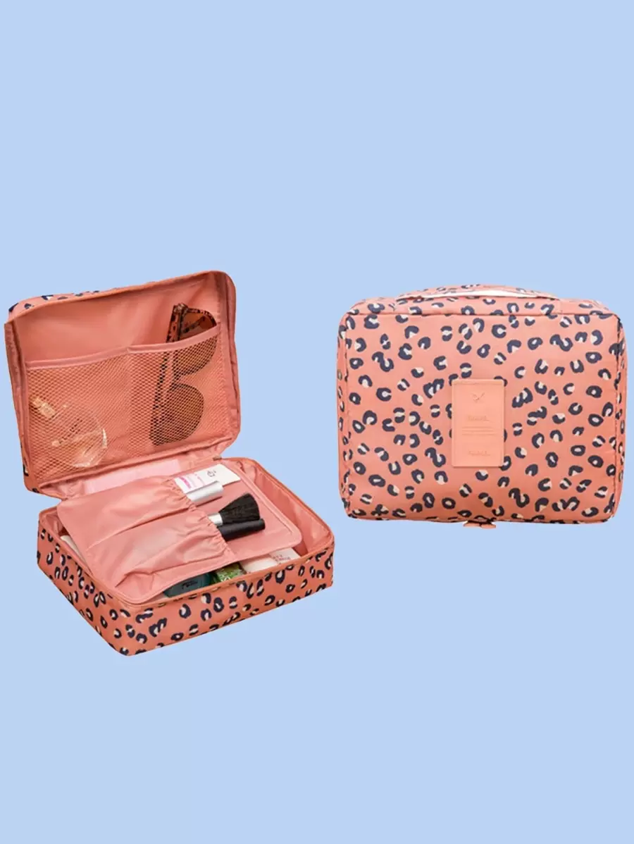 1pc Leopard Pattern Toiletry Travel Bag - Multicolor - View 1