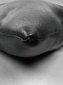 無填充物素色靠墊套，現代素色PU裝飾抱枕套適用於客廳和臥室 - 黑色 - 查看 3