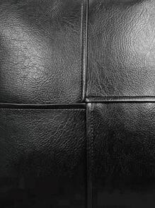 無填充物素色靠墊套，現代素色PU裝飾抱枕套適用於客廳和臥室 - 黑色 - 查看 4