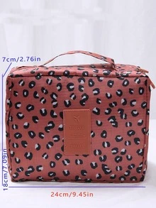1pc Leopard Pattern Toiletry Travel Bag - Multicolor - View 3