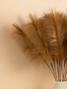 1pc Solid Color Artificial Plant, Modern Faux Reed For Home Decor - Coffee Brown - View 2