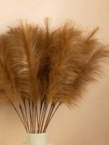 1pc Solid Color Artificial Plant, Modern Faux Reed For Home Decor - Coffee Brown - View 4