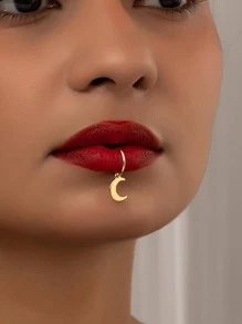 月亮墜飾唇環 - 金黃色 - 查看 1