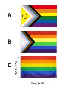 Rainbow Striped Print Outdoor Waterproof Flag - Multicolor - View 2