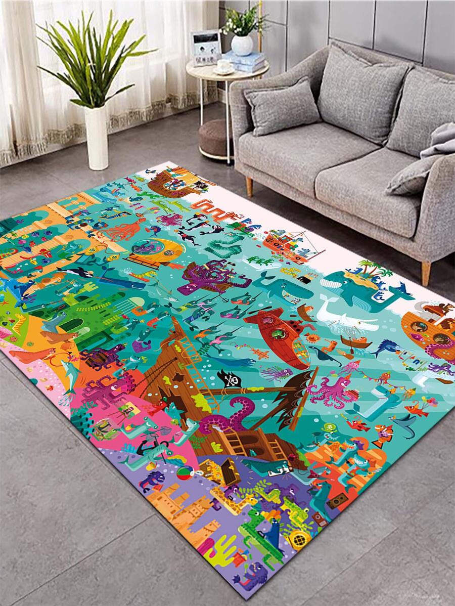 1 pieza Alfombra con estampado de dibujos animados - Multicolor - Ver 1