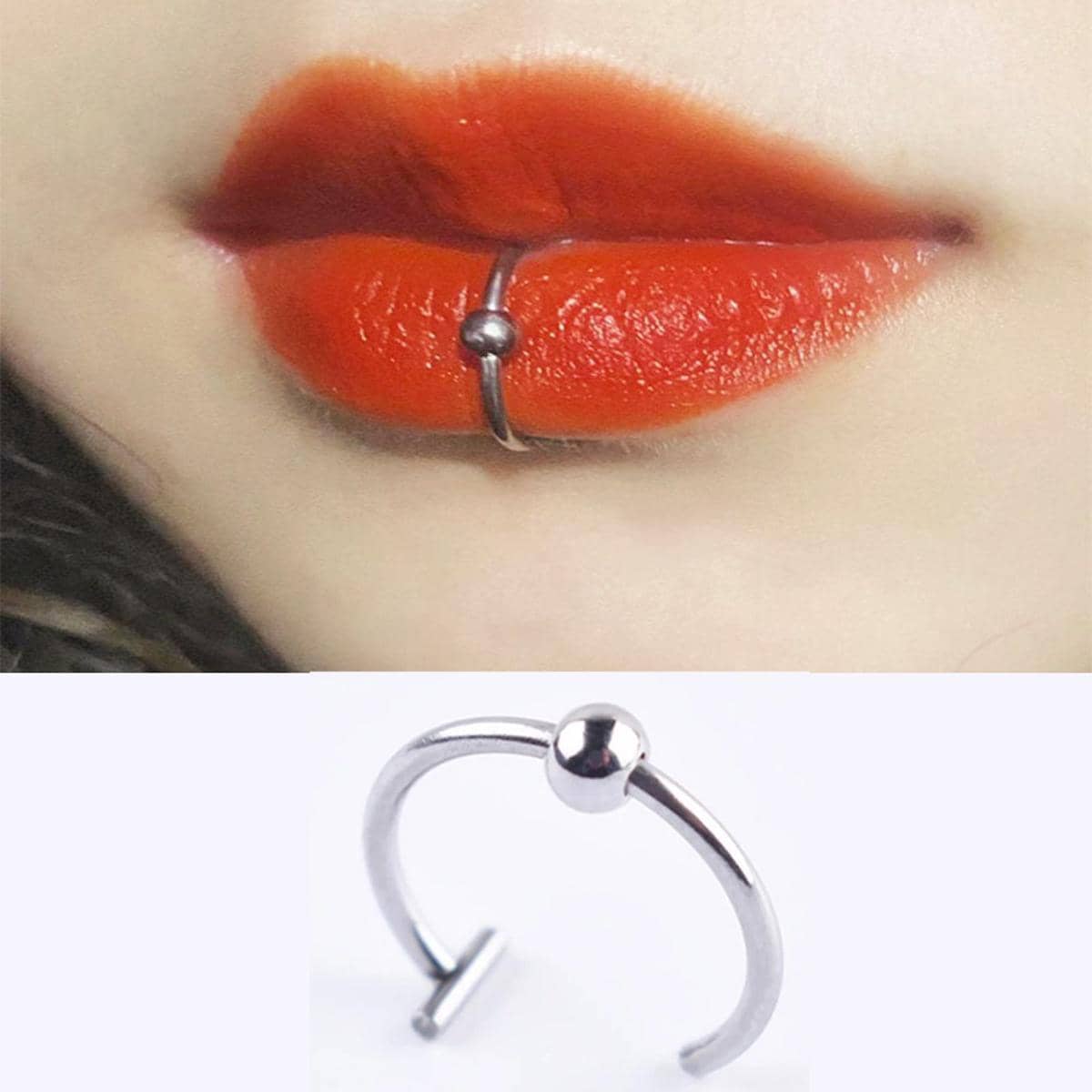 不銹鋼唇環 - 銀色 - 查看 1