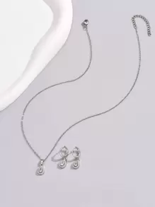 3pcs/set Cubic Zirconia Water-drop Decor Jewelry Set - Silver - View 2