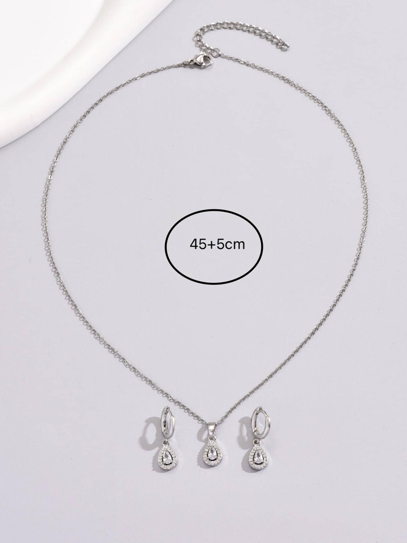 3pcs/set Cubic Zirconia Water-drop Decor Jewelry Set