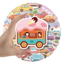 50 piezas Pegatina con estampado de autobús - Multicolor - Ver 7