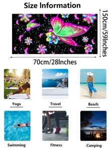 蝴蝶和雛菊圖案沙灘巾 - 彩色 - 查看 5