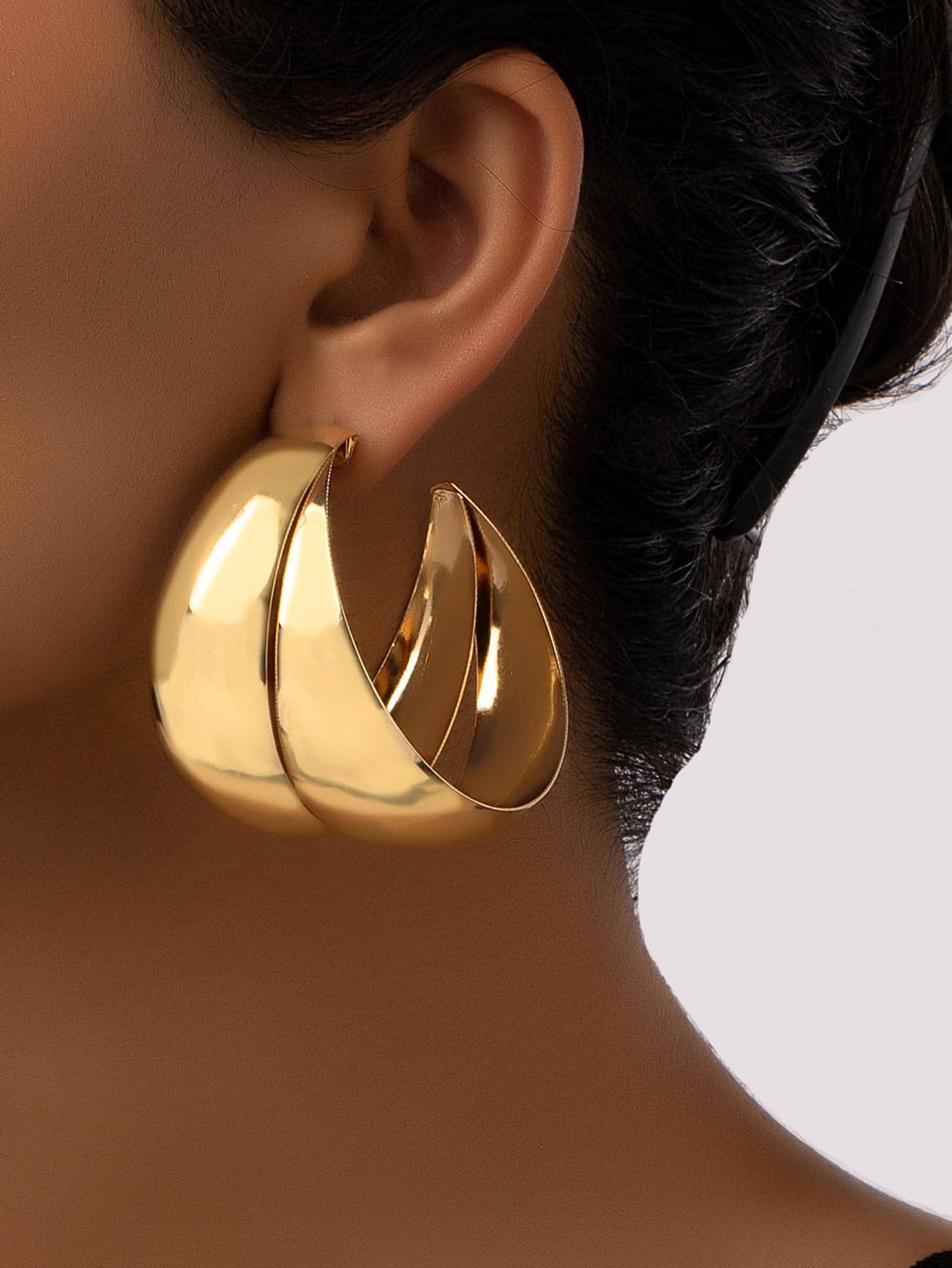 Bông tai nhiều lớp Cuff Hoop - Vàng - Xem 1