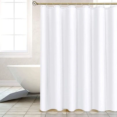 AWEALT 1 件白色浴帘衬里，纯色浴室装饰帘，保护隐私，金属孔眼，配有结实挂钩，情人节礼物