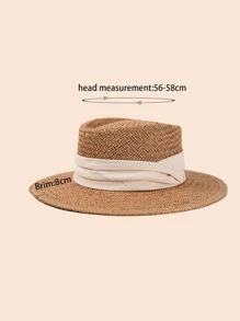 NỮ Ruy băng Trang trí Kỳ nghỉ Mũ rơm Cho mùa hè Boho - Màu Khaki - Xem 3