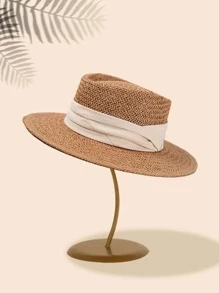 NỮ Ruy băng Trang trí Kỳ nghỉ Mũ rơm Cho mùa hè Boho - Màu Khaki - Xem 1