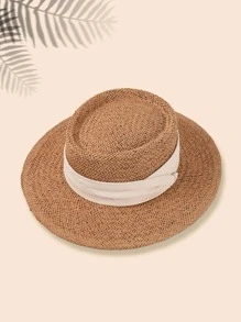 NỮ Ruy băng Trang trí Kỳ nghỉ Mũ rơm Cho mùa hè Boho - Màu Khaki - Xem 2