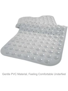 1 tấm thảm bồn tắm siêu dài có giác hút và lỗ thoát nước, thảm tắm có thể giặt bằng máy, mềm mại cho chân, thảm tắm chống trượt siêu lớn, thảm tắm chống trượt - Xám - Xem 6