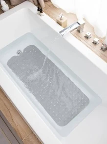 1 tấm thảm bồn tắm siêu dài có giác hút và lỗ thoát nước, thảm tắm có thể giặt bằng máy, mềm mại cho chân, thảm tắm chống trượt siêu lớn, thảm tắm chống trượt - Xám - Xem 4