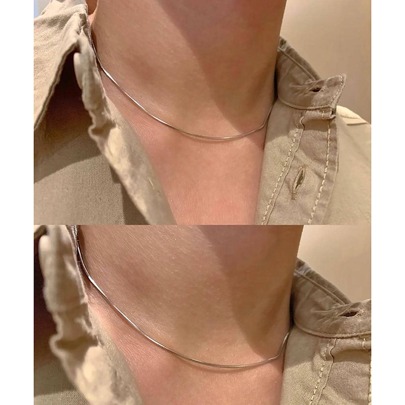 Men Minimalist Layered Chain Necklace Silver Stainless Steel Fashionable Popular Jewelry Gift Party