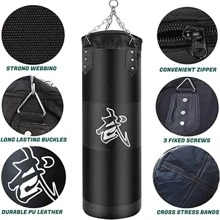 Heavy Punching Bag Set For Adults & Kids, Kick Boxing Set With Ceiling Hook Steel Chain - Black - View 3