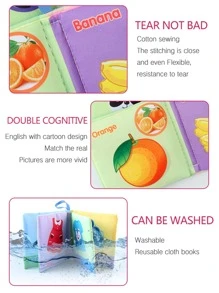 1本嬰兒布書,動物、蔬菜、水果、交通工具、數字認知拼圖書,幼兒早教教育玩具（部分隨機發送）