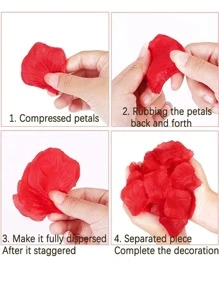 100入組人造玫瑰花瓣 - 玫瑰紅 - 查看 6