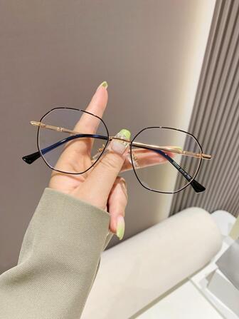 1副女士幾何金屬框架時尚眼鏡日常裝飾