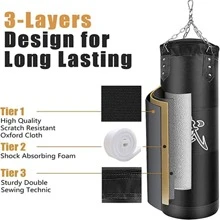 Heavy Punching Bag Set For Adults & Kids, Kick Boxing Set With Ceiling Hook Steel Chain - Black - View 4
