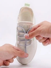 2pcs Drawstring Design Shoelaces, Fashion White Shoelaces For Sneakers - White - View 3