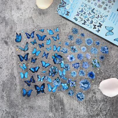 2张蝴蝶图案贴纸 返校贴纸 剪贴簿用品 趣味贴纸 笔记本电脑贴纸 Kindle手机贴纸