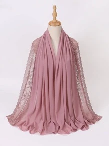 1 件蕾丝雪纺头巾，适合日常佩戴 - 藕粉色 - 查看 1