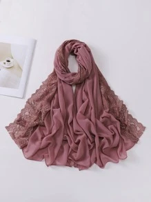 1 件蕾丝雪纺头巾，适合日常佩戴 - 藕粉色 - 查看 2