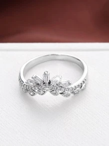 Nhẫn Trang Trí Đá Cubic Zirconia - Bạc - Xem 2