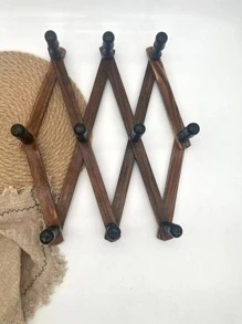 2入組帶有10個掛鉤的木製衣架,創意家居衣櫃掛鉤壁掛收納架,適用於衣服、帽子、包袋、毛巾 - 咖啡棕 - 查看 1