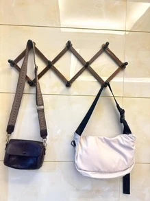 2入組帶有10個掛鉤的木製衣架,創意家居衣櫃掛鉤壁掛收納架,適用於衣服、帽子、包袋、毛巾 - 咖啡棕 - 查看 3